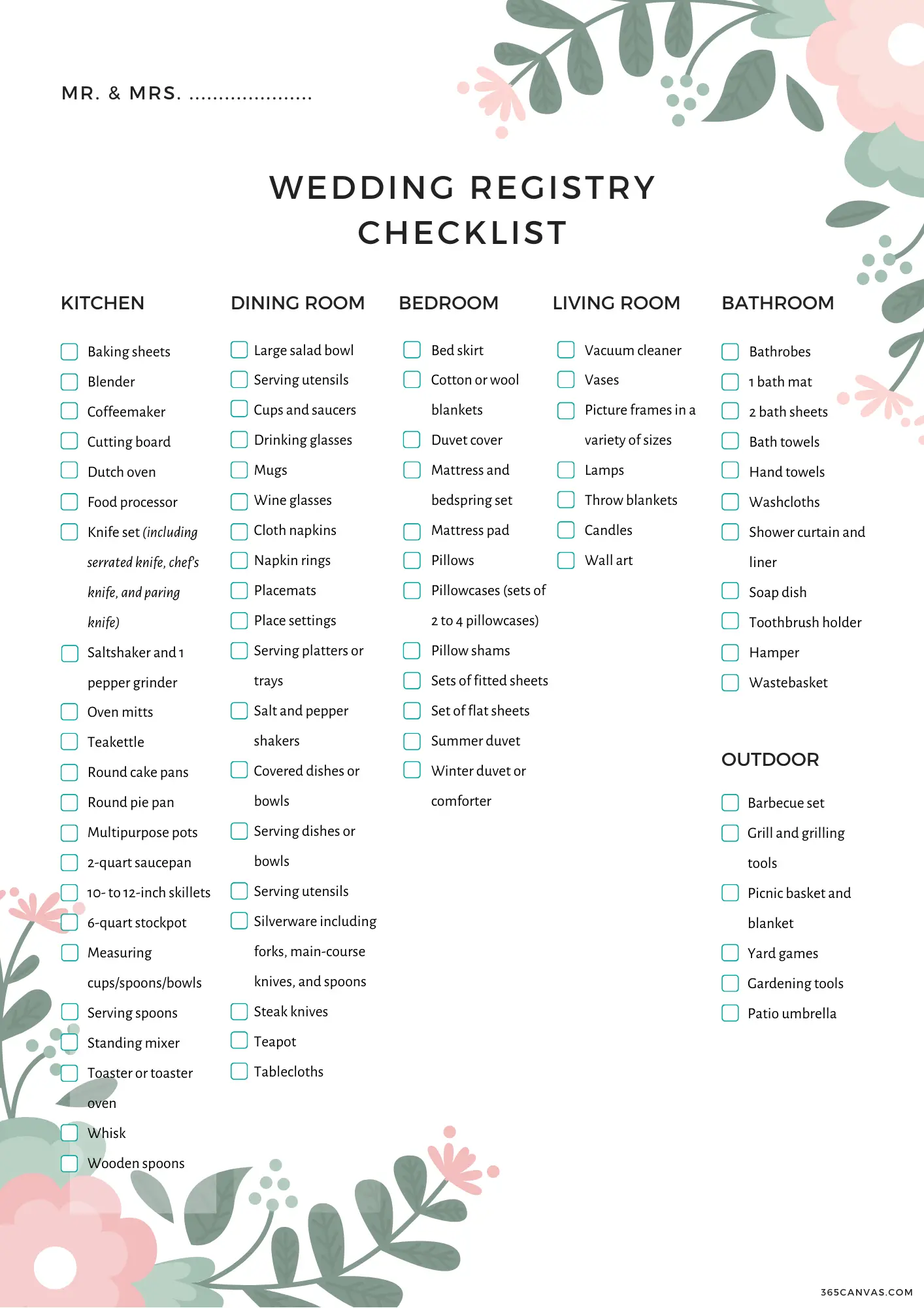 The Complete Wedding Registry Checklist (Free Printable ...