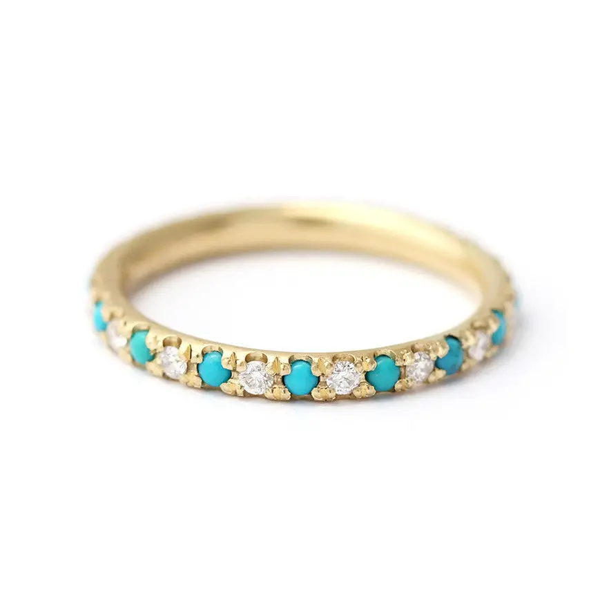 Turquoise Wedding Ring with Diamonds
