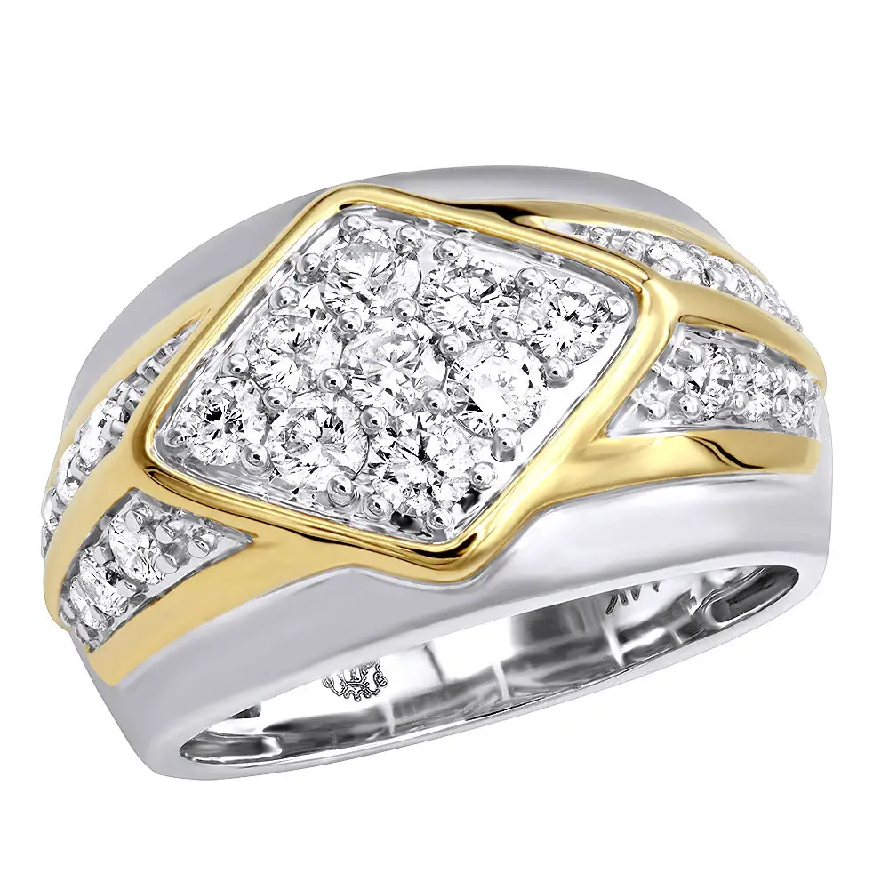 Unique Mens Diamond Ring in 14k Gold Luxurman Wedding Band 1.6ct 803090