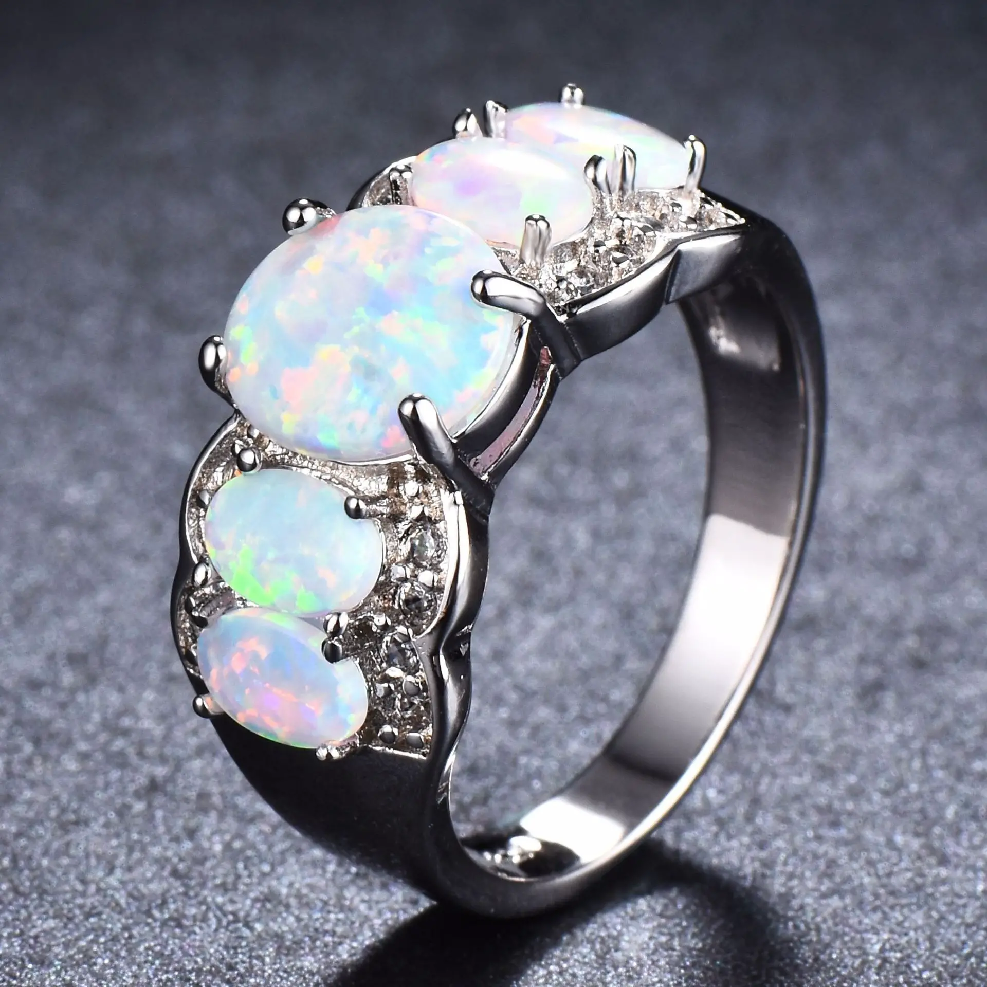 Utimtree Fire Opal Ring Simple Engagement Rings For Women 925 anillos ...