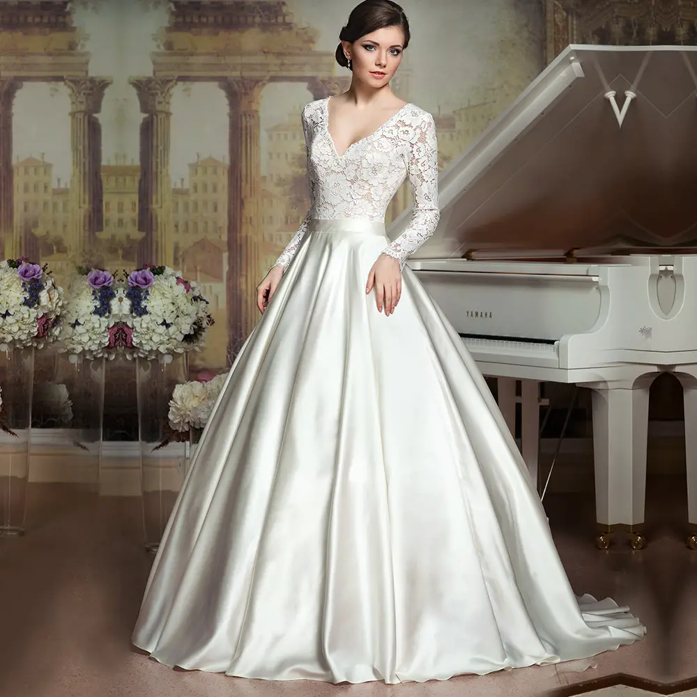 Vestido de Noiva Vintage Wedding dress 2016 White Ivory Long Sleeve ...