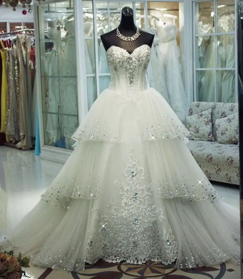 Vestidos De Novia Sweetheart Lace Princess Wedding Dresses Uk Bling ...