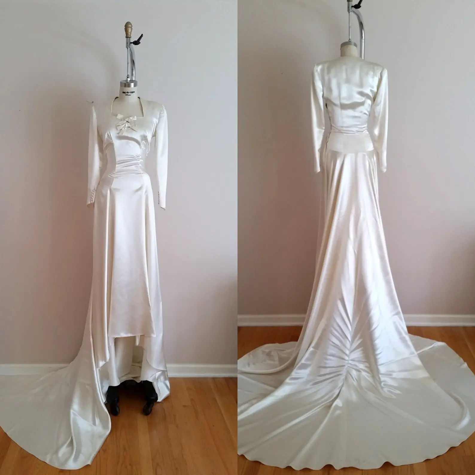 Vintage 1930s Silk Satin Wedding Dress / 30s Wedding Dress /