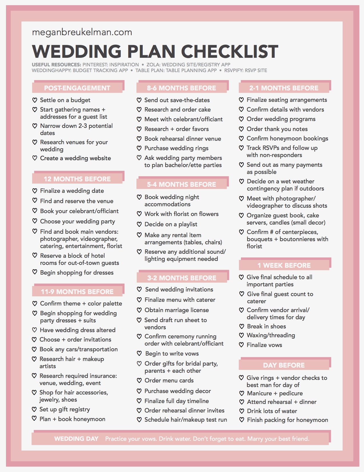 Wedding Countdown Checklist
