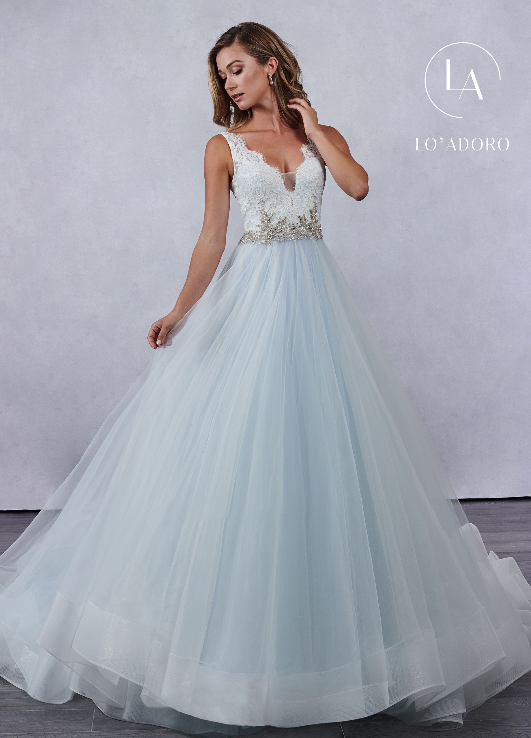 Wedding Dresses With Light Blue Accents