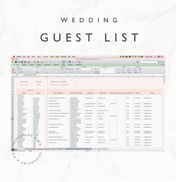 Wedding Guest List Planner and Guest List Tracker Excel