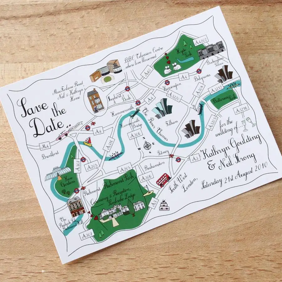 Wedding Or Party Illustrated Map Invitation