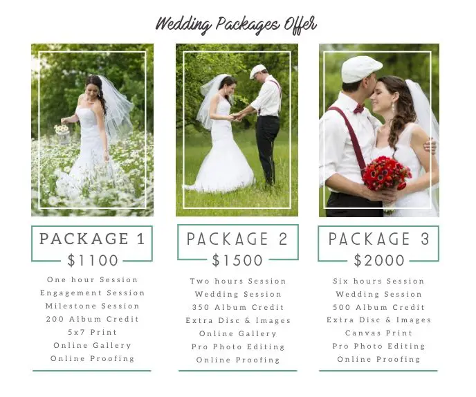 Wedding Photography Packages Price List in 2021