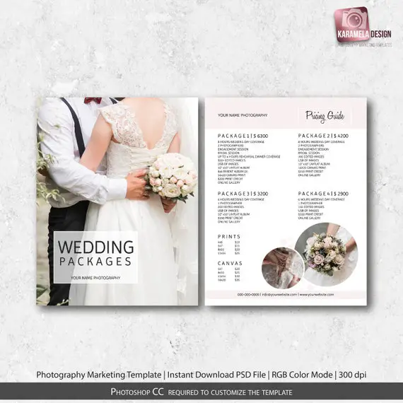 Wedding Photography Packages Template Photography Pricing