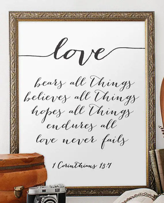 Wedding quote from the bible verse print wall art decor poster love ...
