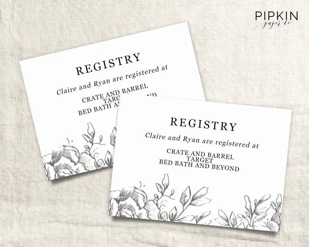 Wedding Registry Card Template in 2020