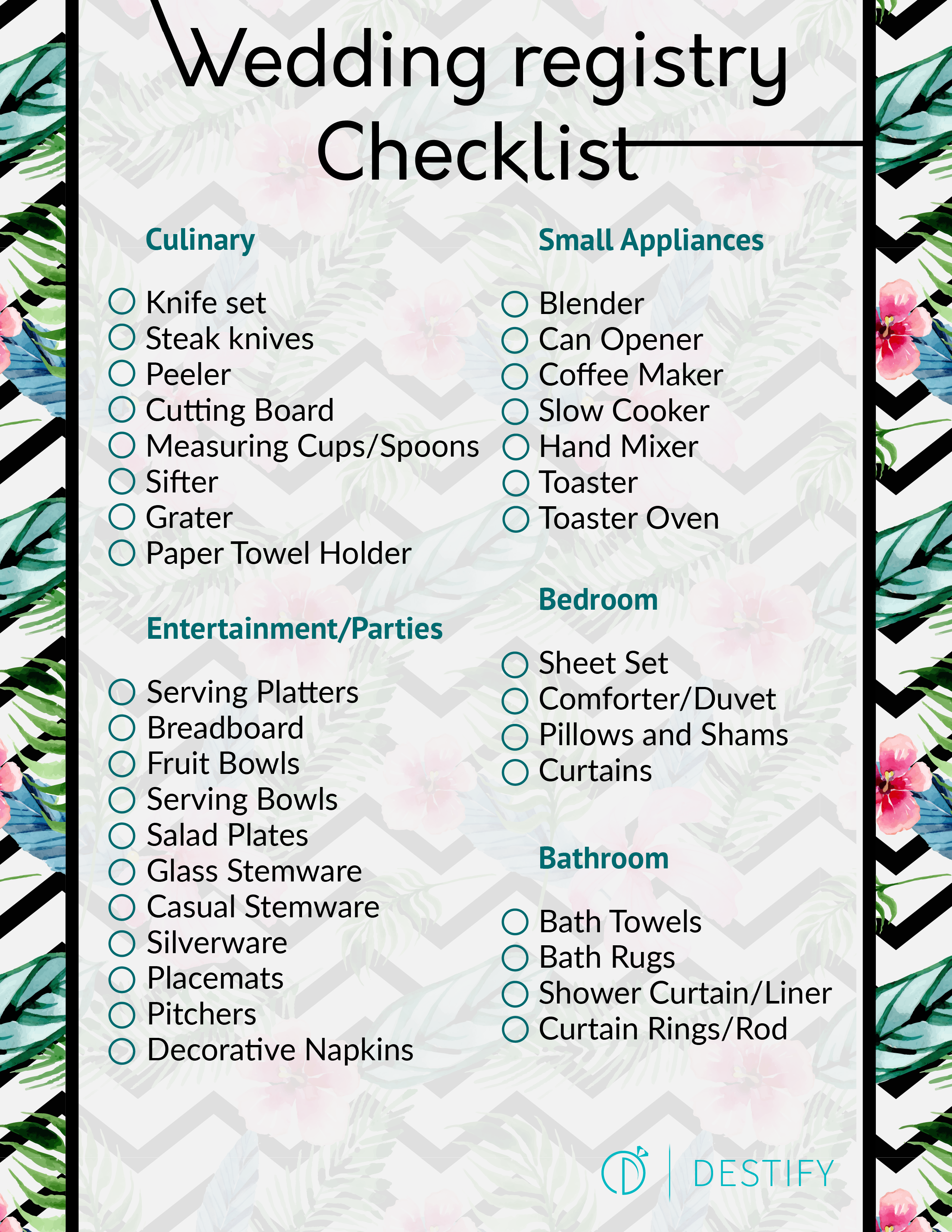 wedding registry checklist
