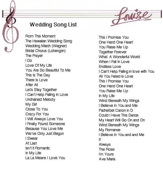 Wedding Song List