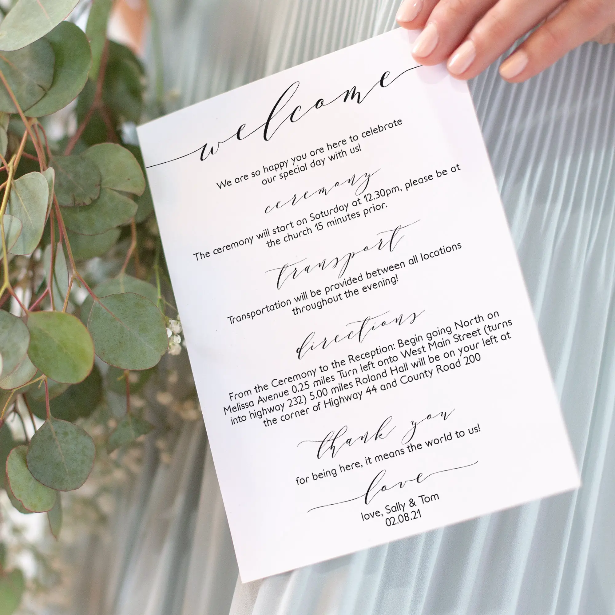 Welcome Itinerary 5x7 Wedding Guest note, Welcome letter template ...