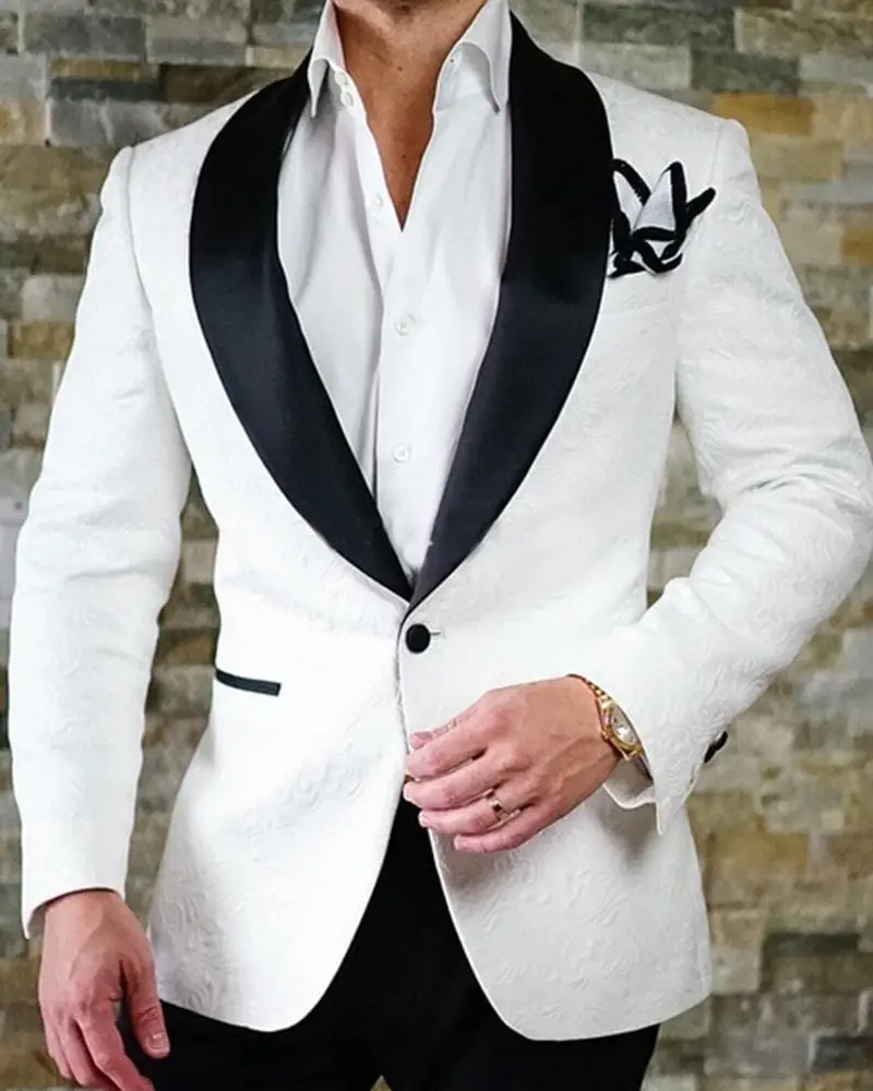 White and Black Shawl Lapel Tuxedos for men formal Wedding Suit Blazrt ...