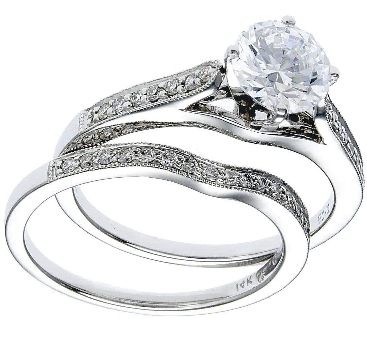 White Gold Diamond Ring &  Band Wedding Set