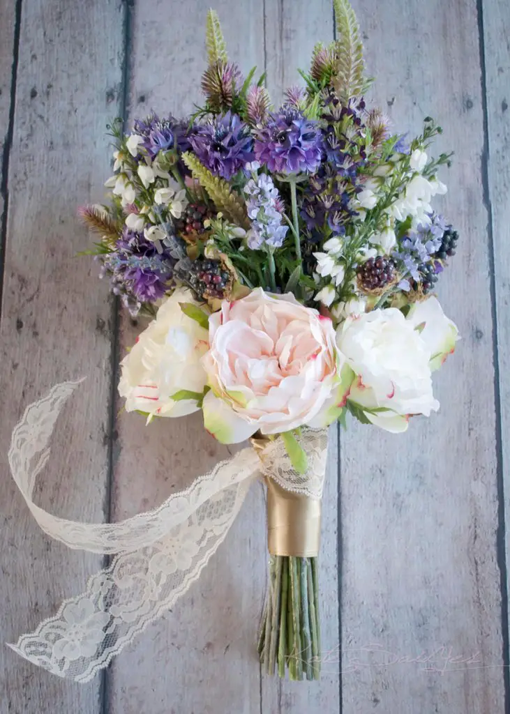 Wildflower and Garden Rose Wedding Bouquet