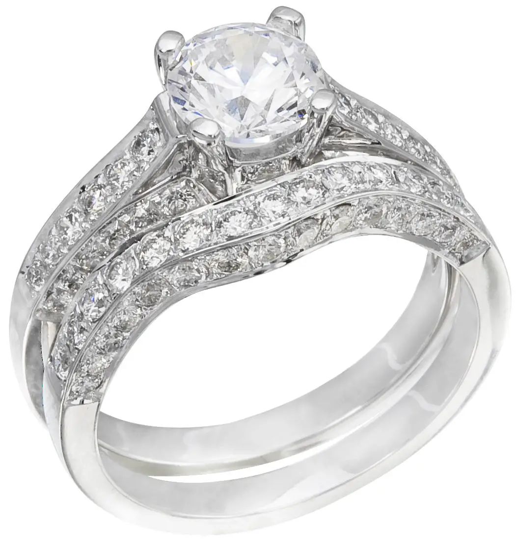 Womens Gold &  Diamond Wedding Ring Set