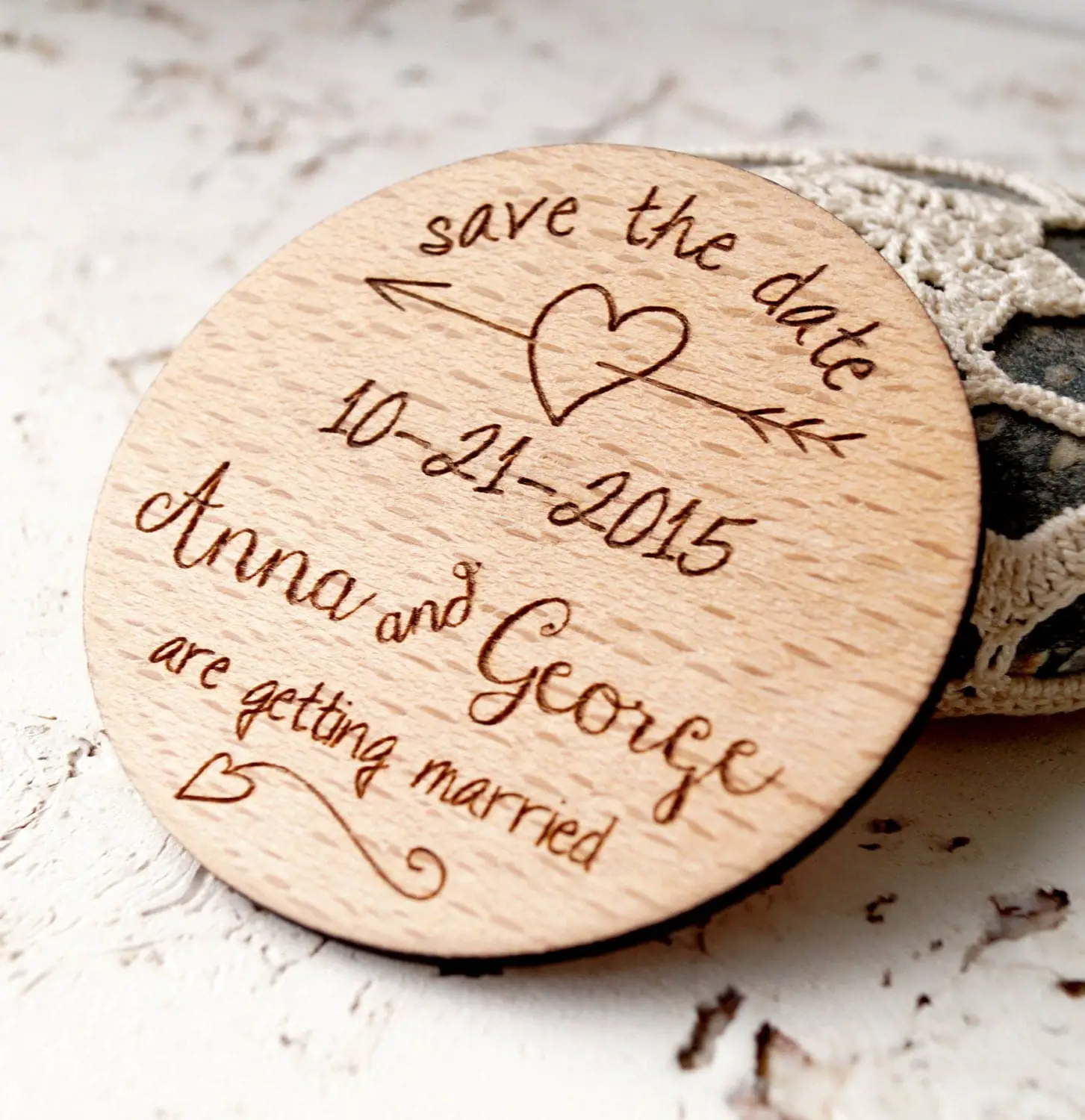 Wooden Save the Date magnet wedding magnets personalized